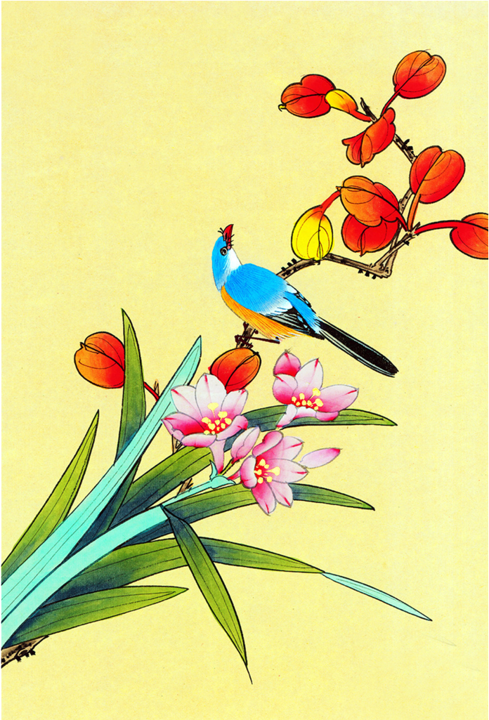 Bird-and-flower Painting (1024x1024), Png Download