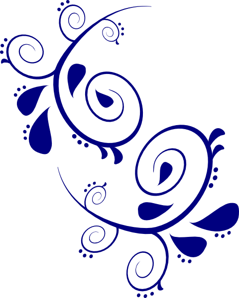 Navy Paisley Clip Art At Clker Com - Design Black And White Butterfly (480x600), Png Download