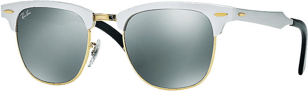 Clubmaster - Ray Ban Rb3507 Clubmaster Aluminum 136/n5 Black Polarized (1000x340), Png Download