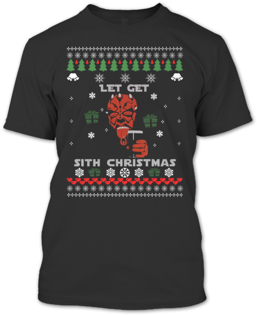 A Black T-shirt With The Shopify Logo - Star Wars Merry Christmas T Shirt (600x600), Png Download