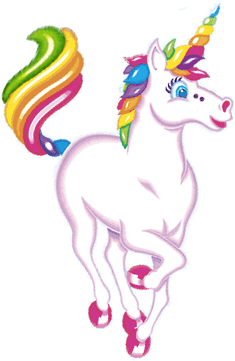 Running Cartoon Unicorn - Lisa Frank Markie Unicorn (500x563), Png Download