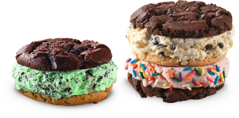 Build Your Ultimate Warm Cookie Ice Cream Sandwich - Baskin Robbins Cookie Sandwich (774x382), Png Download
