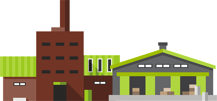 Factory, Industry, Warehouse, Pollution - Edificio Diseño De Plantas (728x340), Png Download