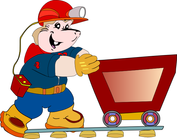 Clipping Art Of Coal Miners - Coal Miner Pushing Cart Round Ornament (600x470), Png Download