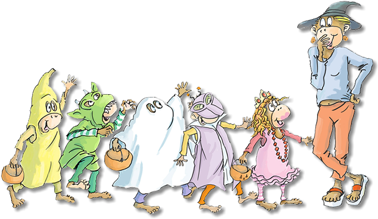Some Neighborhood Friends Of The Monkeys Show Up In - Five Little Monkeys Trick Or Treat (770x479), Png Download