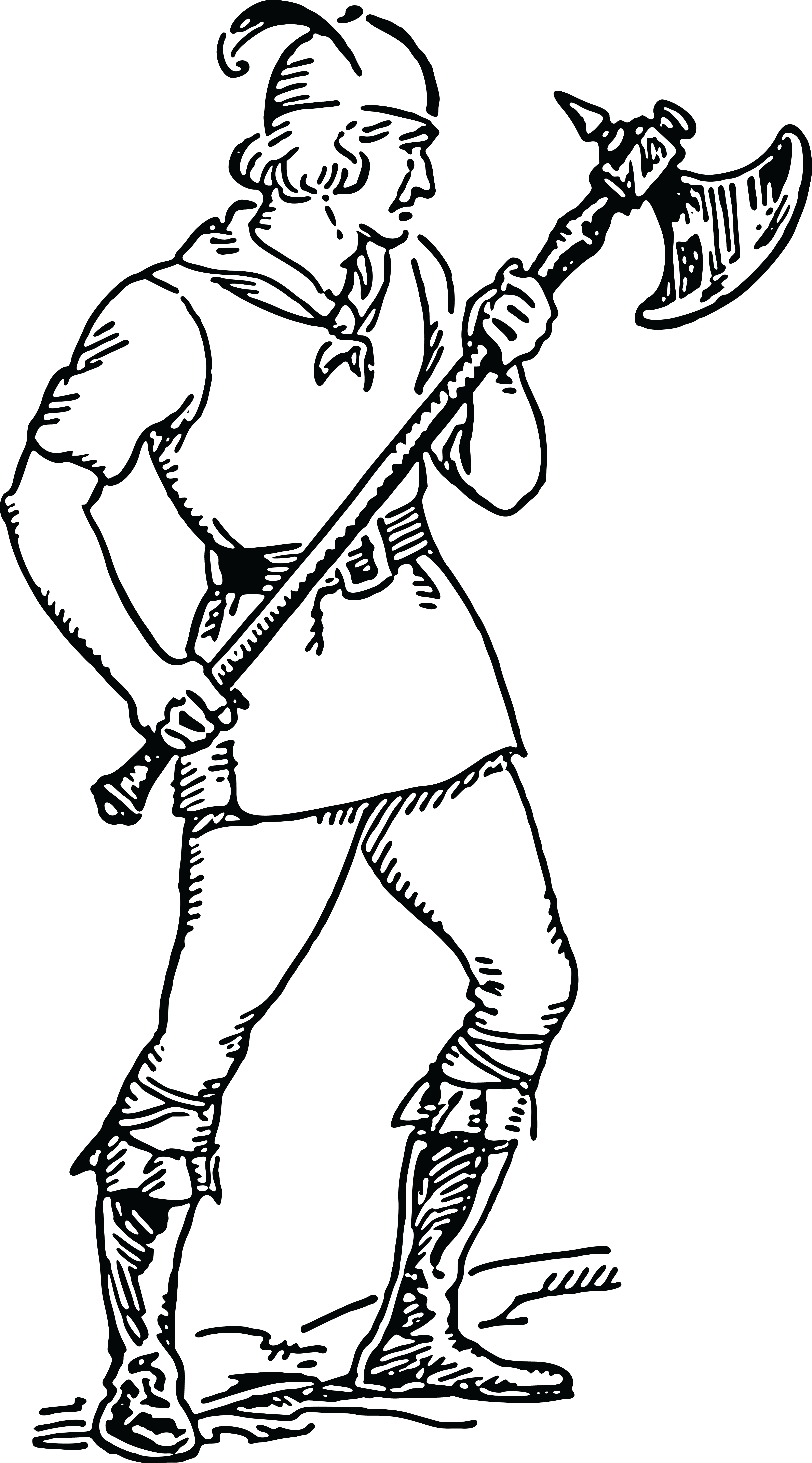 Free Clipart Of A Man Holding A Battle Axe - Battle Axe (4000x7203), Png Download