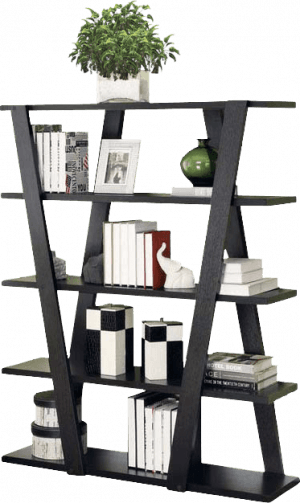 Afydecor Modern Bookshelf With Diagonal Front And Back - Bookshelf Coaster (300x503), Png Download