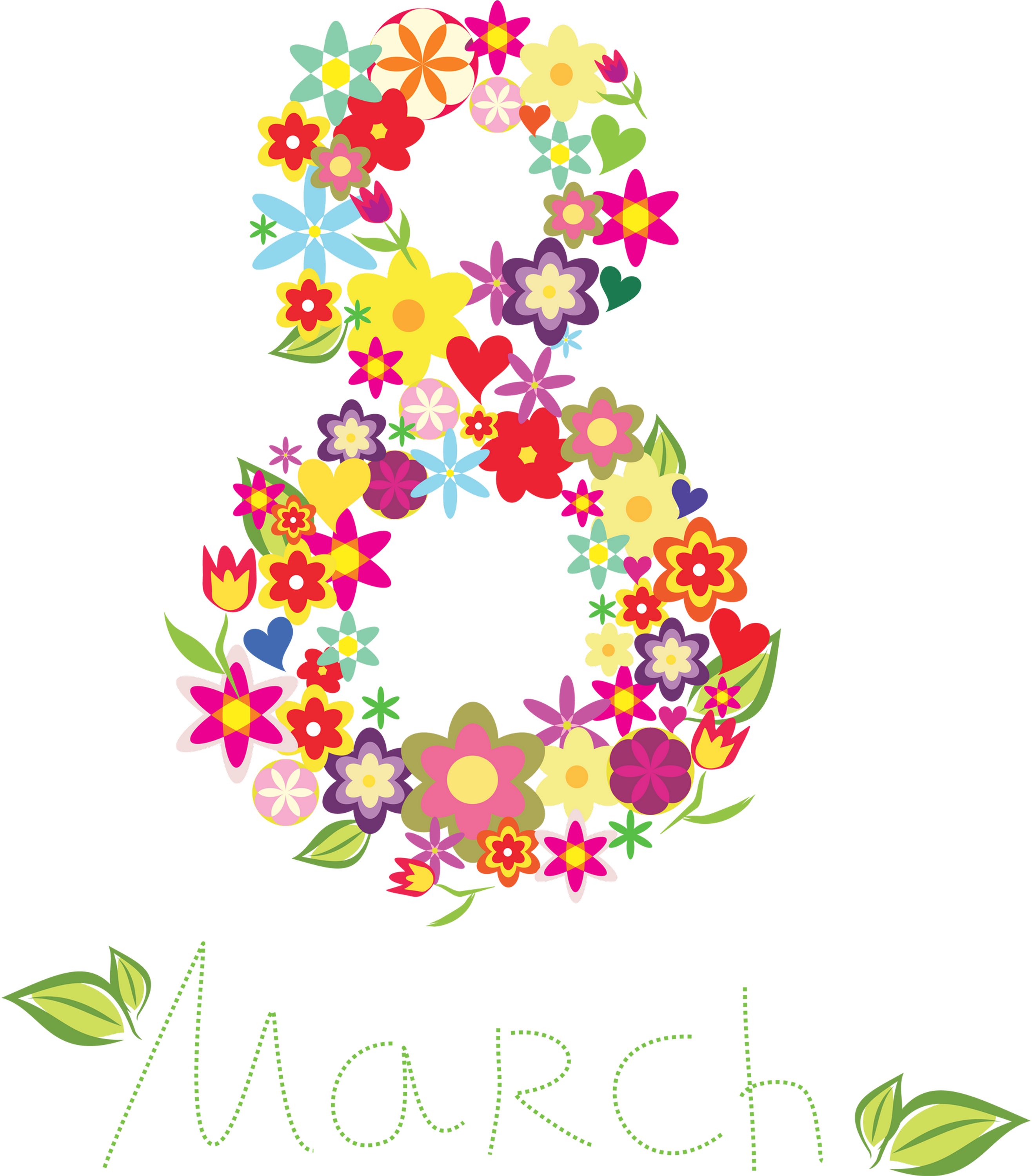 Bouquet Clipart March Flower - 8 With Flowers Png (2884x3076), Png Download