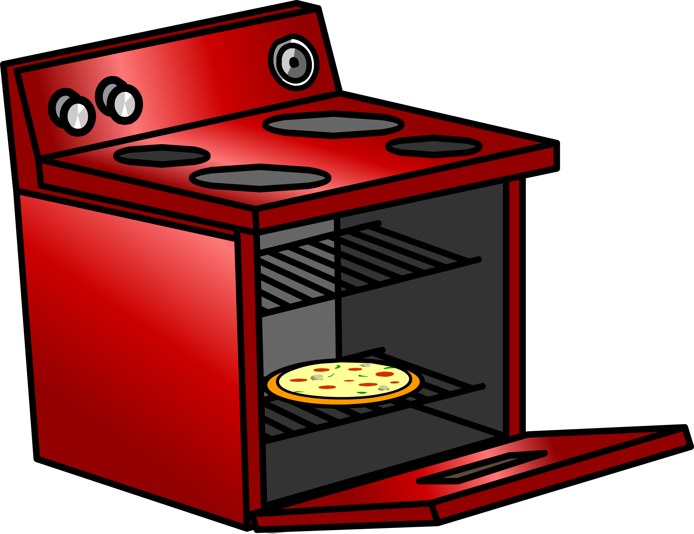 Shiny Red Stove Sprite 030 - Kitchen Stove (2410x1853), Png Download