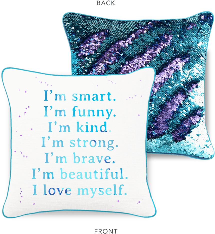 Mermaid Pillow Co Accept Inspiring And Motivational - Mermaid Pillow Co Confidence Mermaid Pillow W/ Aqua (1048x1048), Png Download