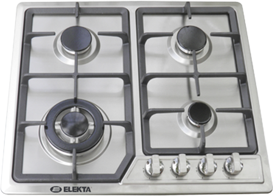 Burner Builtin Stainless Steel Gas Hob With Kitchen - Elekta Gas Stove 4 Burner (600x600), Png Download