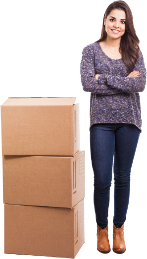 Photo Of A Smiling Girl Standing Next To A Stack Of - Standing Girl Png (297x523), Png Download
