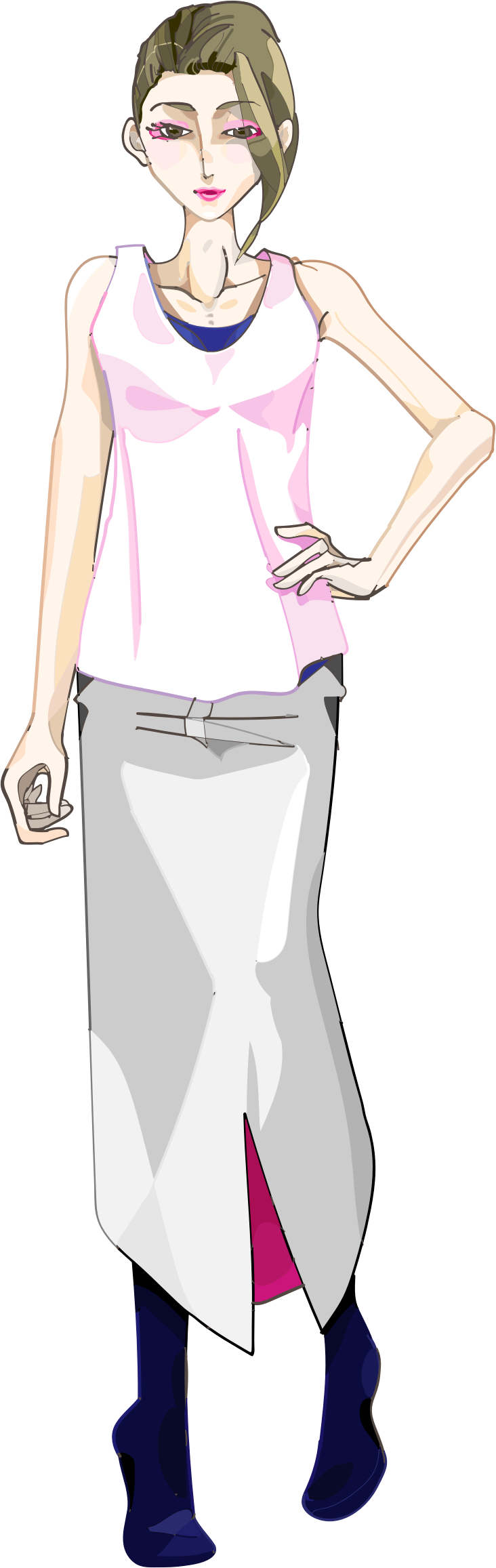 This Free Icons Png Design Of Cartoon Girl Illustration (732x2314), Png Download