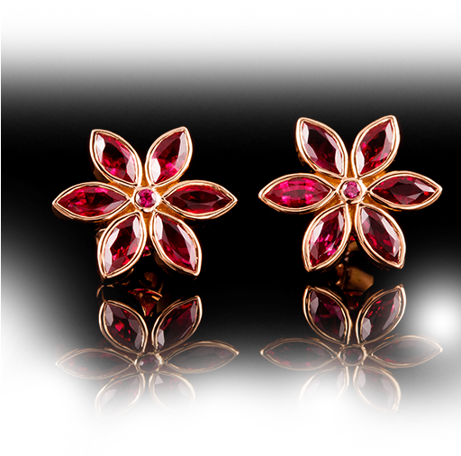 Pink Sapphires, 18k Pink Gold Earings - Earrings (511x517), Png Download
