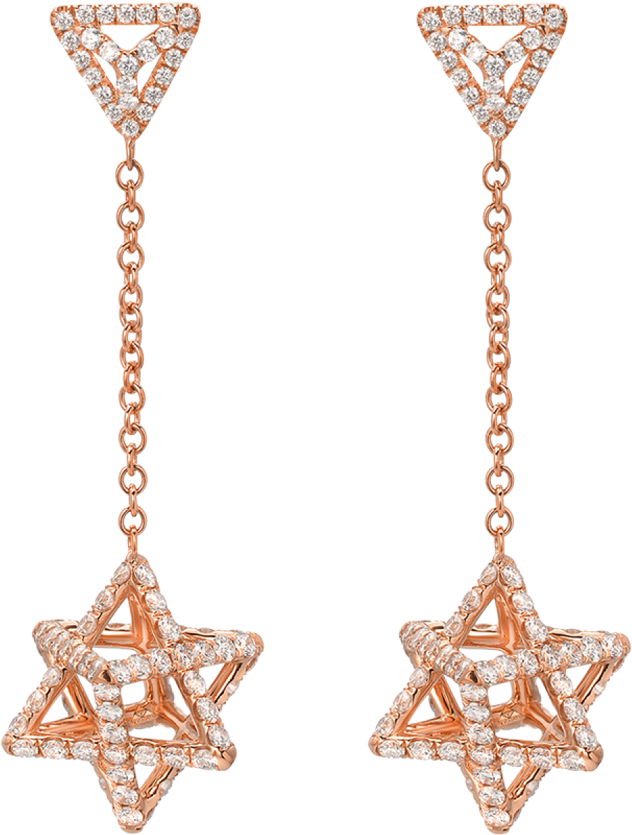 Merkaba Light Rose Gold Drop Earrings With Diamonds - Earring (1200x1200), Png Download