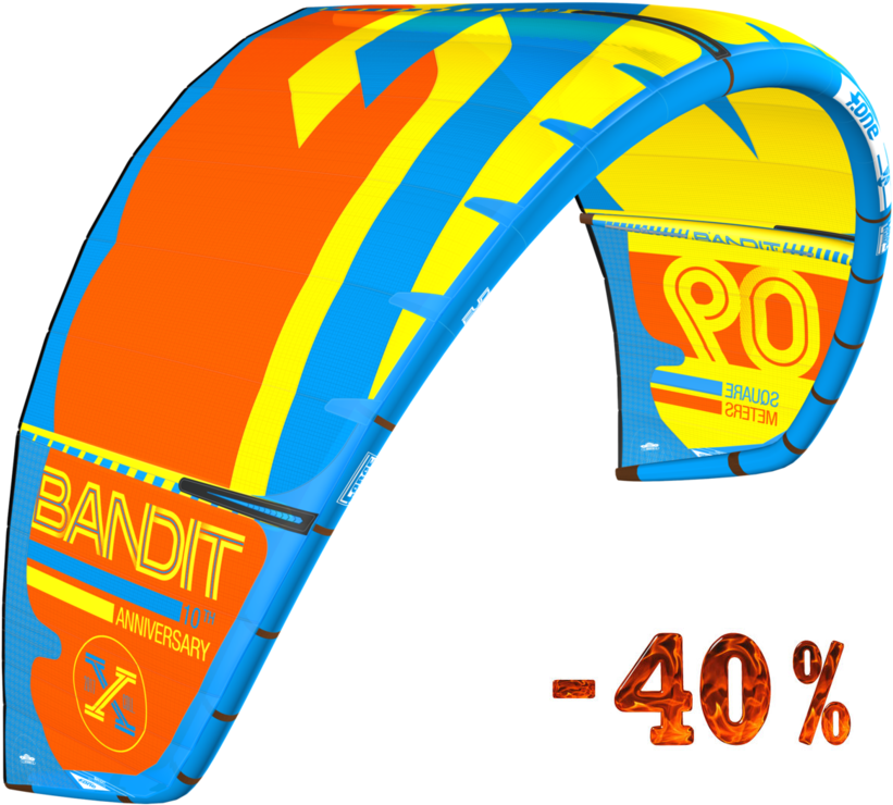 Bandit 10m Yellow/blue/orange Kite Only - F One Bandit 10 (1000x760), Png Download