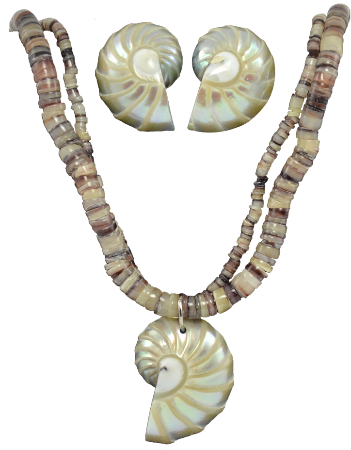 Nautilus Necklace 16-3" & Matching Earings (1650x1100), Png Download