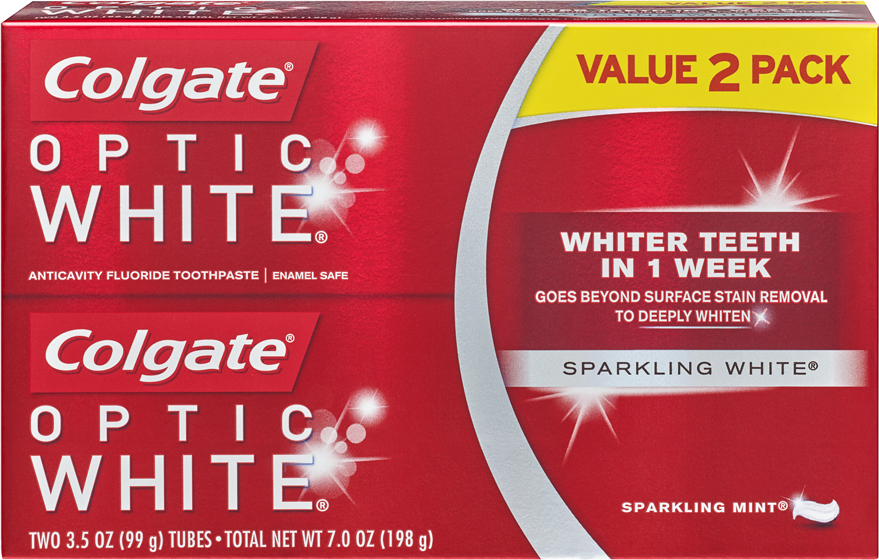 Colgate Optic White Whitening Toothpaste, Sparkling (1800x1800), Png Download