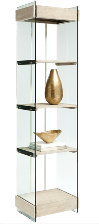Sr-100655 Distressed Oak Refined Glass Bookshelf (800x640), Png Download