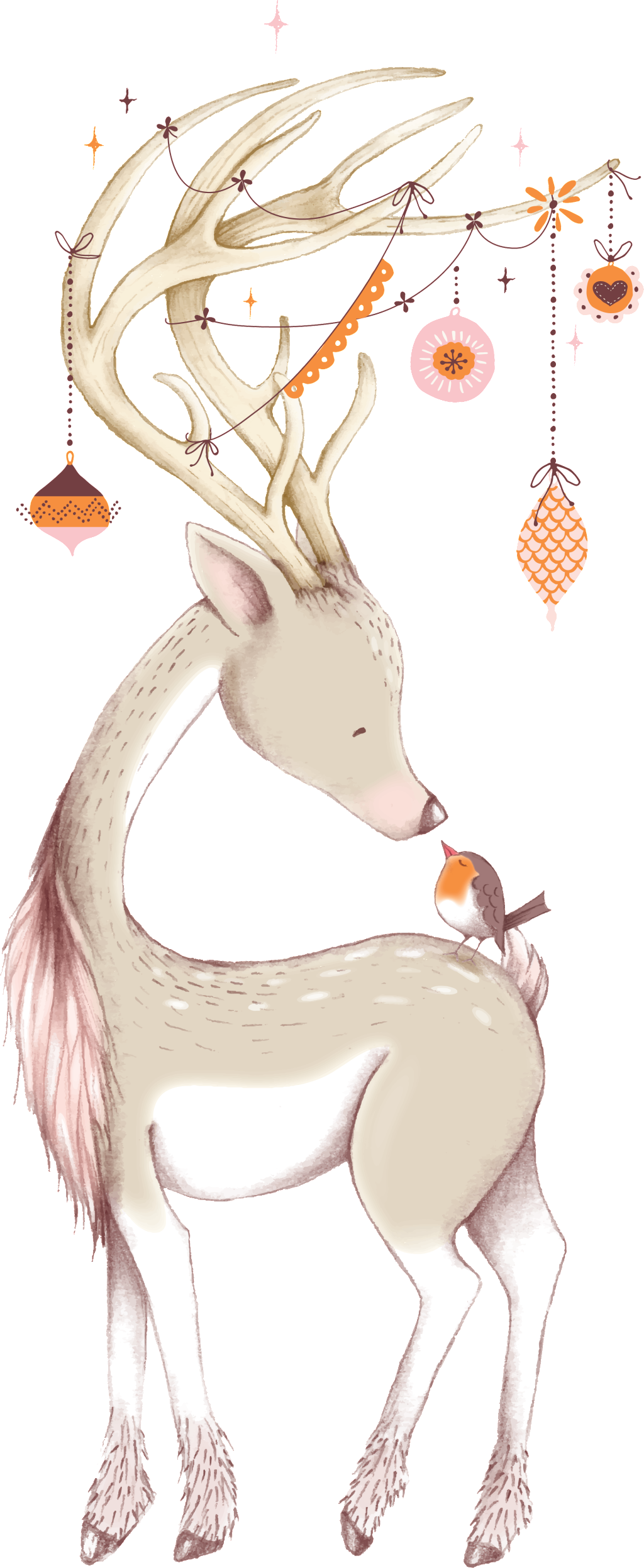 Cute Christmas Deer Ornaments & Oval Ornament (1024x2493), Png Download