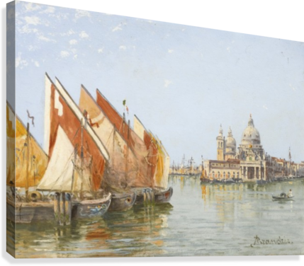 Fishing Boats Along A Canal In Venice Canvas Print - Venice (429x376), Png Download
