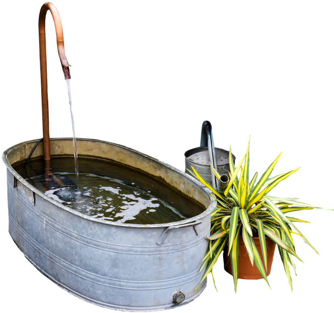 Garden, Bath, Watering Can, Bucket, Png, Isolated - Water Garden Png (708x720), Png Download