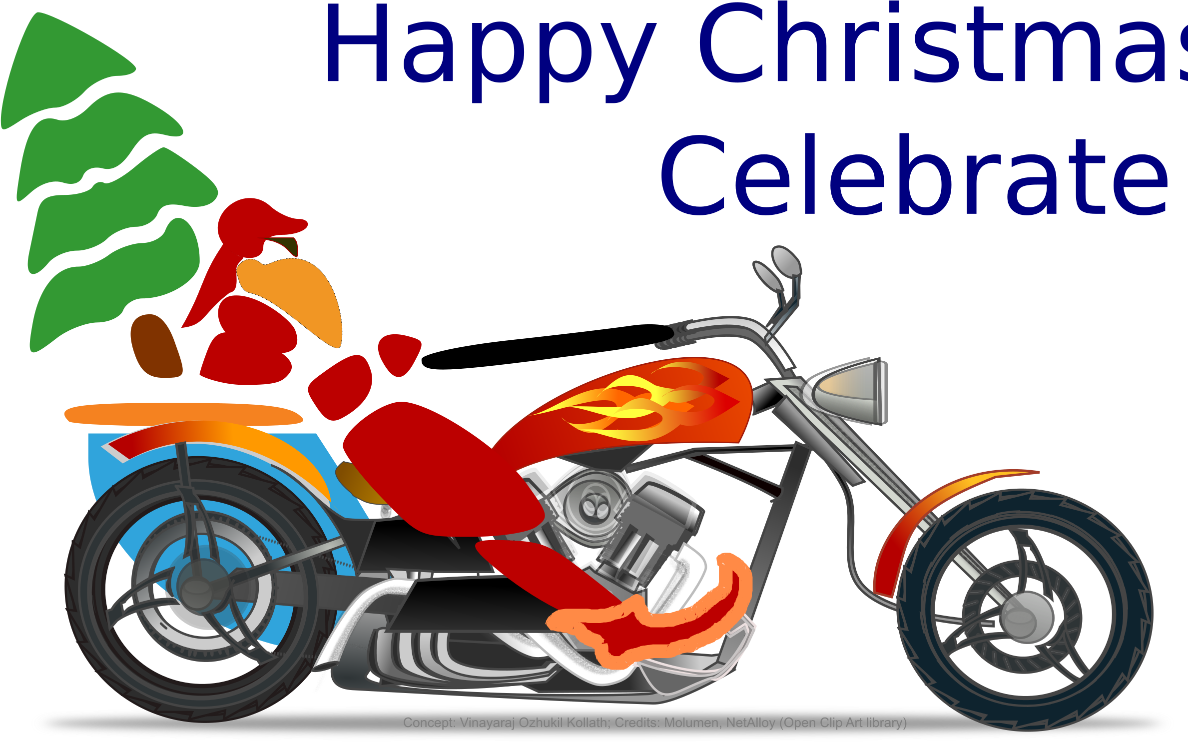 This Free Icons Png Design Of Santa On Chopper (2400x1506), Png Download
