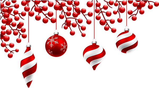 Red Christmas Ornaments Png - Red Christmas Decorations Png (600x347), Png Download