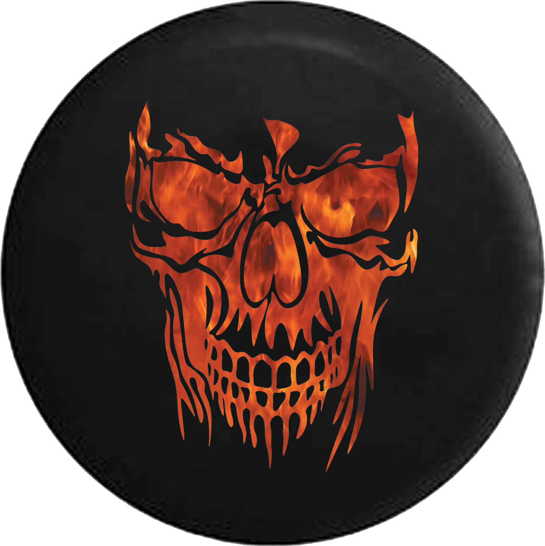 Hell And Back Flaming Skull Face - Tirecoverpro Grinning Skull Jeep Rv Camper Spare Tire (1797x1800), Png Download
