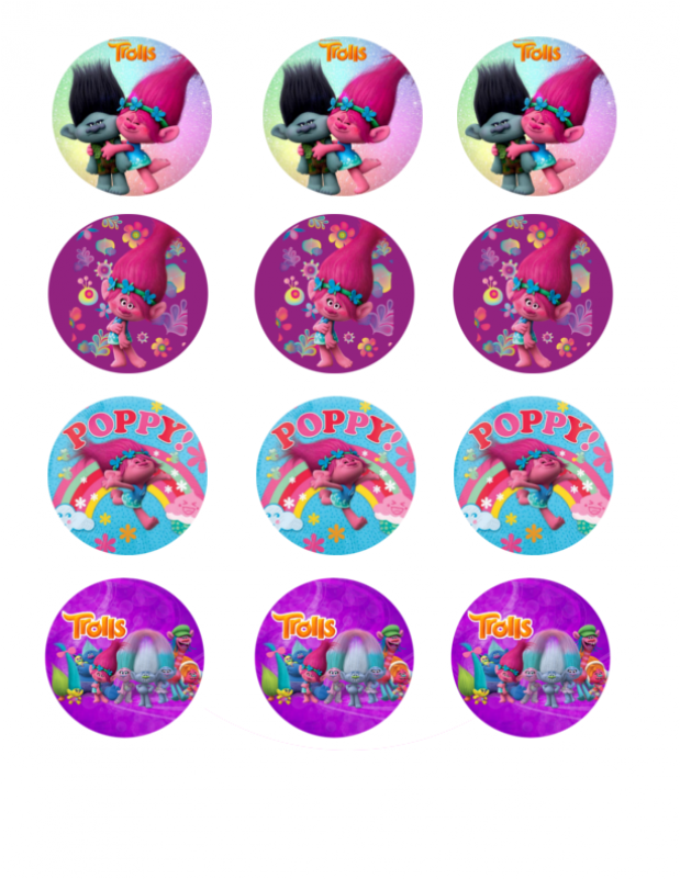 Trolls Cupcake Toppers Characters - Trolls Cupcake Toppers (800x800), Png Download