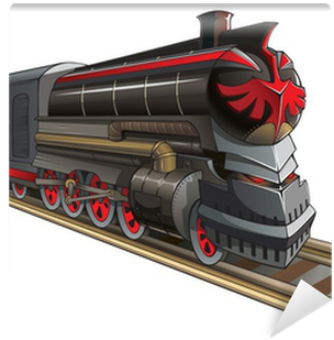 Old Steam Locomotive With Demon Eyes, Vector Wall Mural (400x400), Png Download