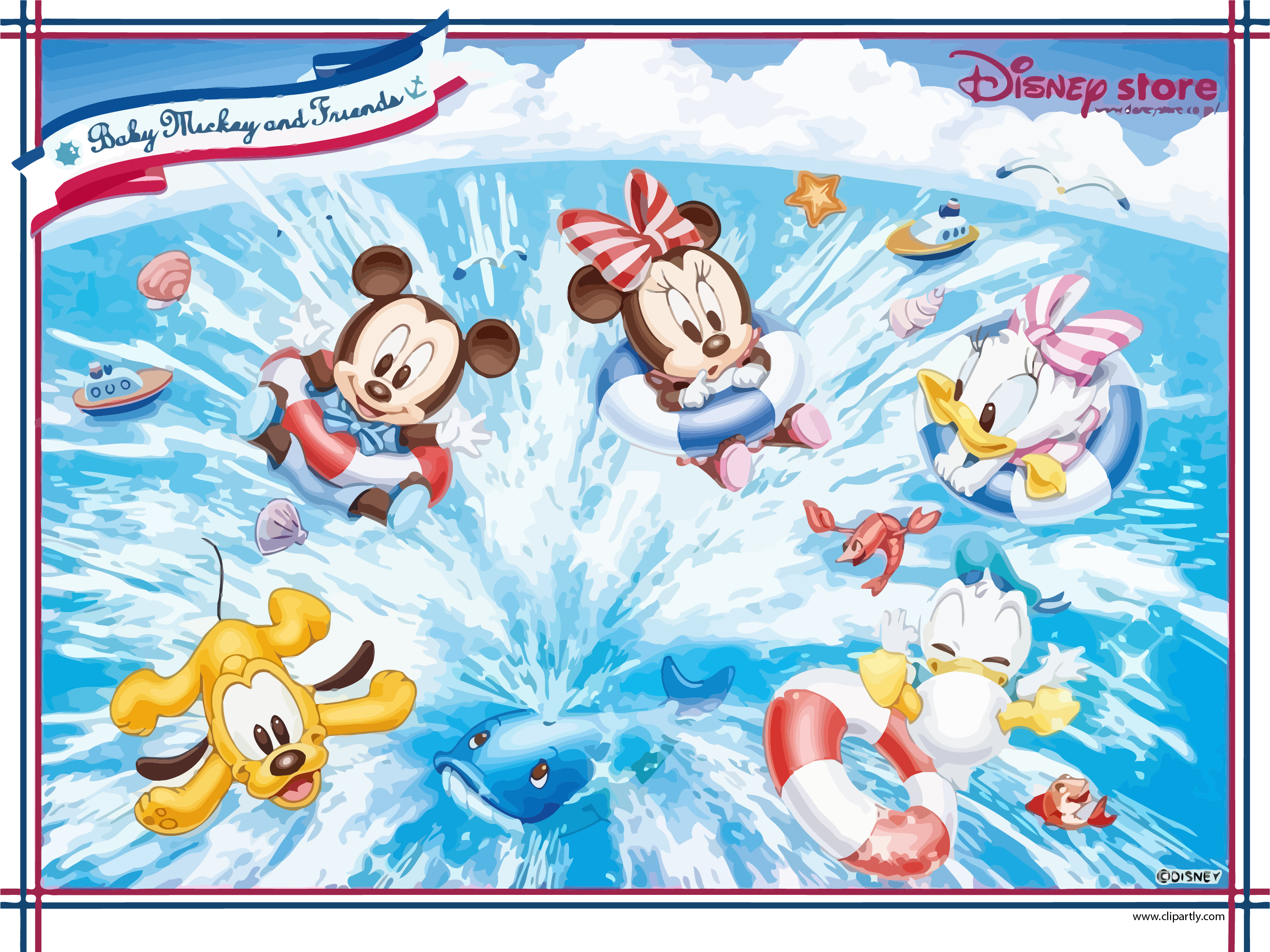 Baby Mickey And Friends Summer Fun Disney Picture Wallpaper - Minnie Mickey Daisy Donald Bebe (2667x2000), Png Download