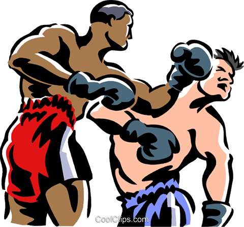 Boxers Fighting Royalty Free Vector Clip Art Illustration - Boxing Clipart Png (480x447), Png Download