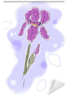 Vector Illustration Of Watercolor Iris Wall Mural • - Christmas Orchid (400x400), Png Download