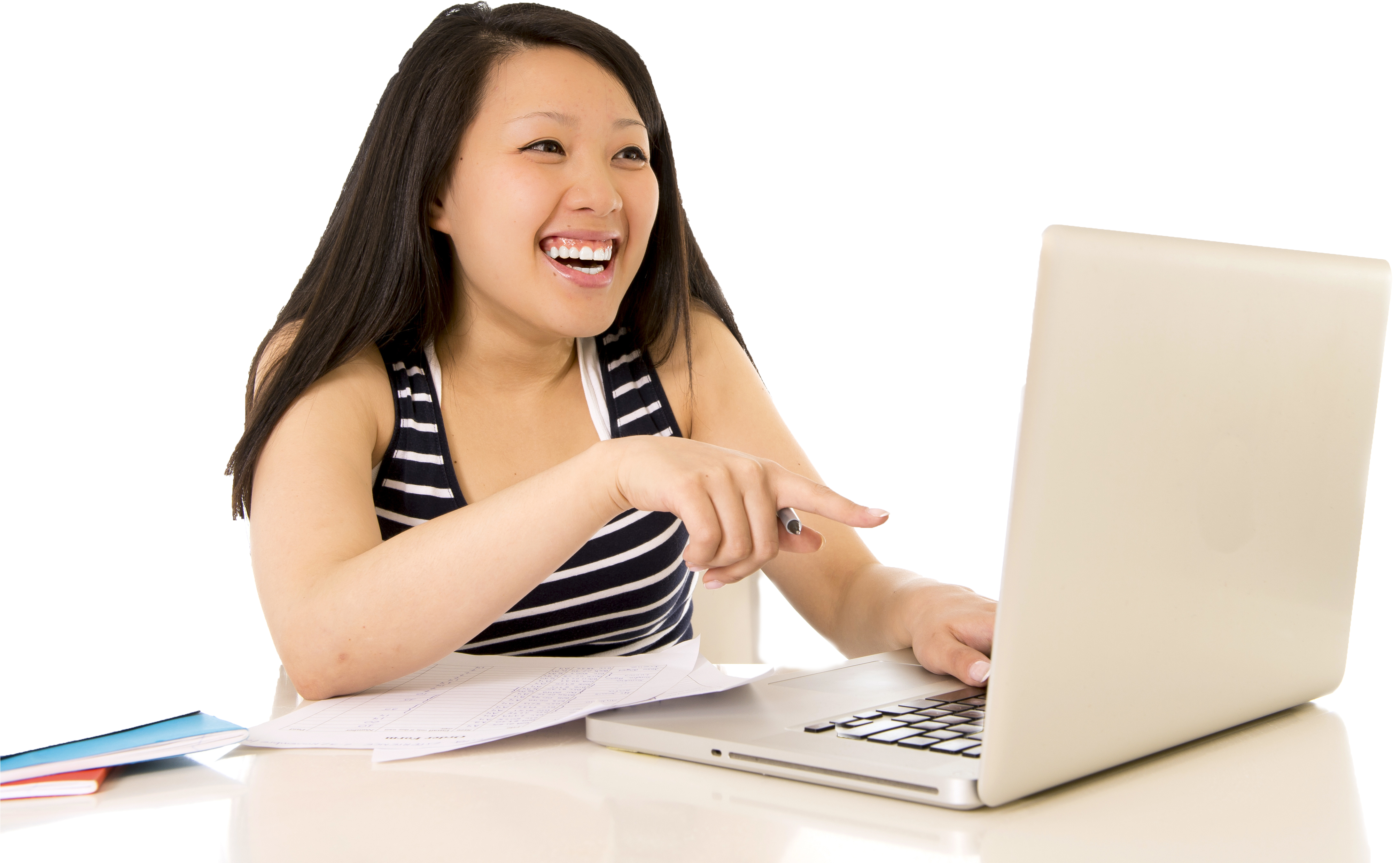 Make Your Free Profile - Asian Girl Using Laptop (4563x3101), Png Download
