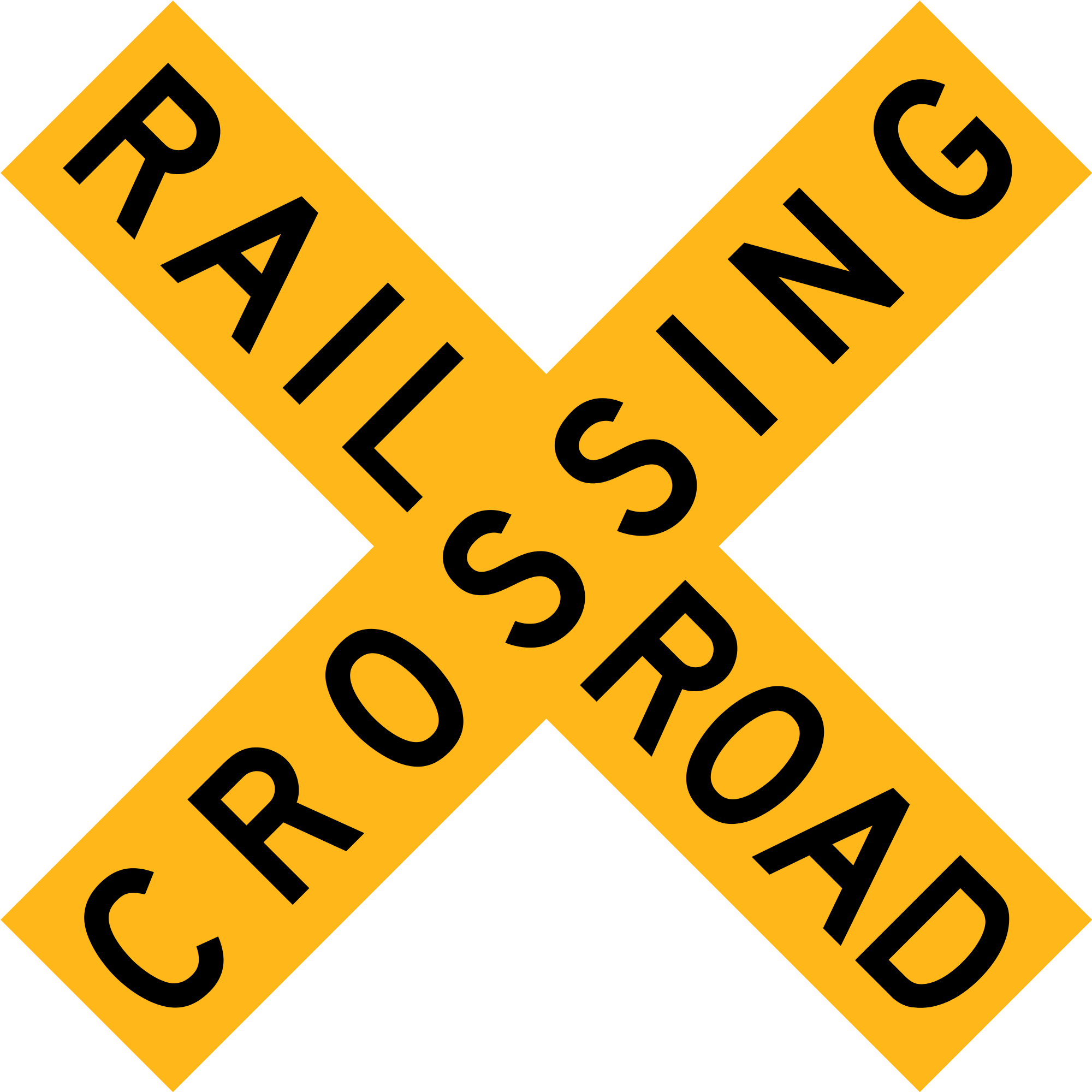 Botswana Road Sign - Rail Road Crossing Sticker (1024x1024), Png Download