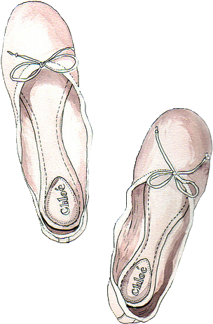Chloe Ballet Flats - Ballerina Shoes Pattern Watercolor (354x500), Png Download
