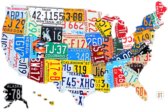 Click And Drag To Re-position The Image, If Desired - Poster: License Plate Map Of The United States, 24x36in. (600x400), Png Download