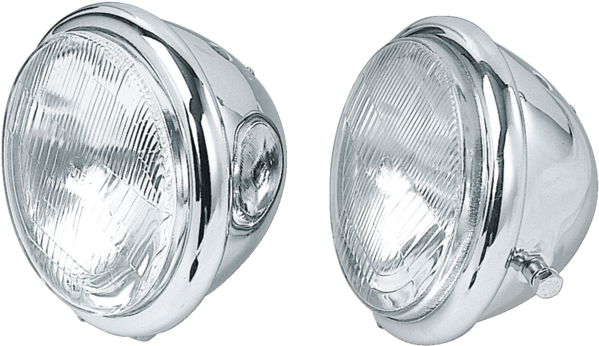 Complete Assembled, Show-chromed, Custom Style Headlights - Zodiac 5-1/2 Side Mount Headlight (640x385), Png Download