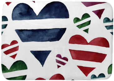 Watercolor Seamless Pattern With Striped Hearts - Symbol (400x400), Png Download