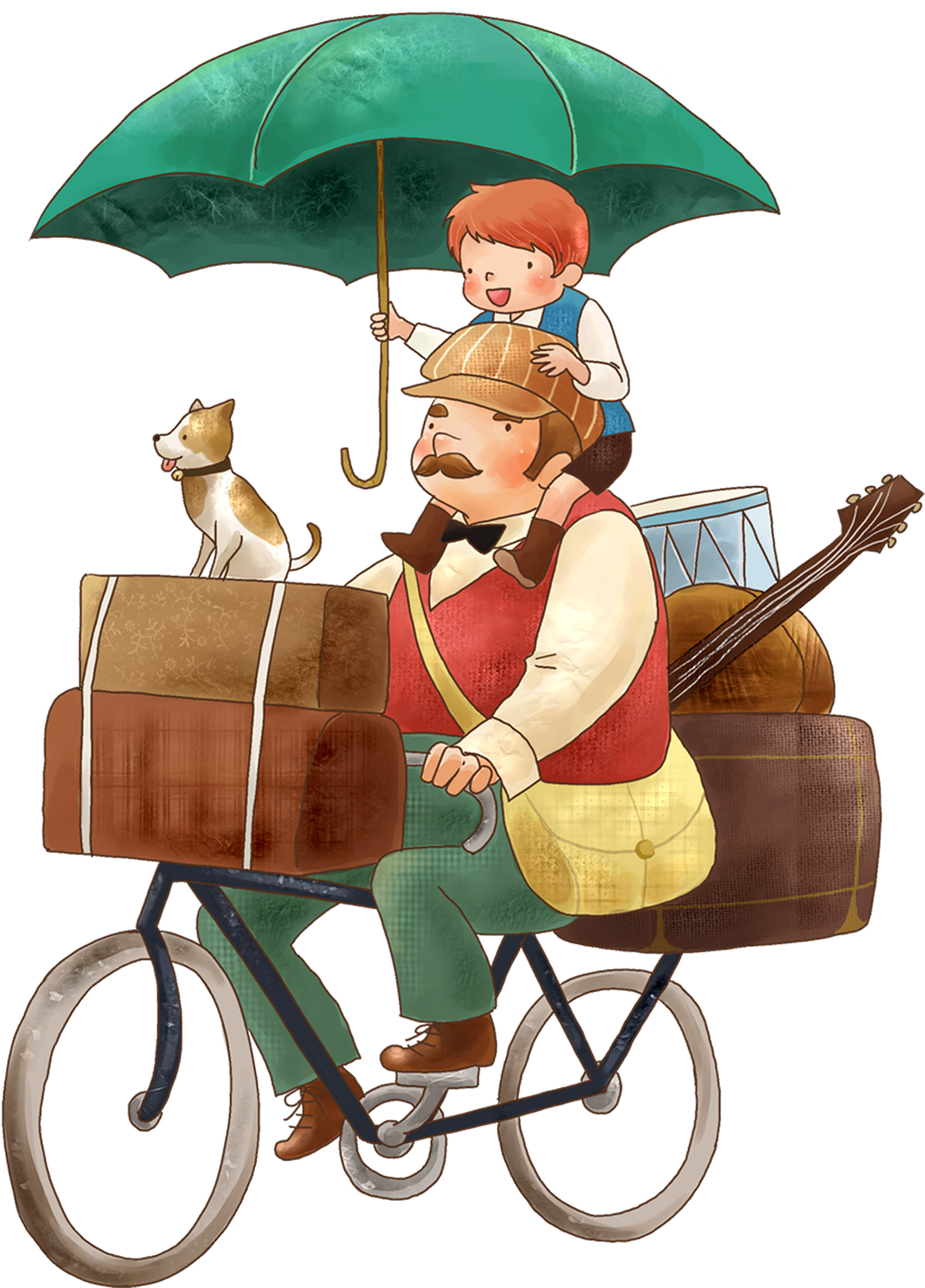 Hand-painted Cartoon Father's Day Decorative Materials - Tranh Màu Nước Vẽ Người (2802x3201), Png Download