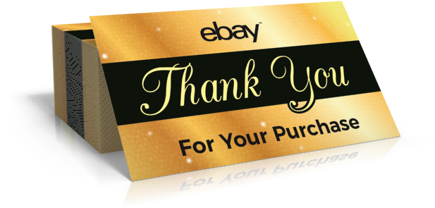 Gold Ebay Thank You Card Front - Ebay (640x360), Png Download