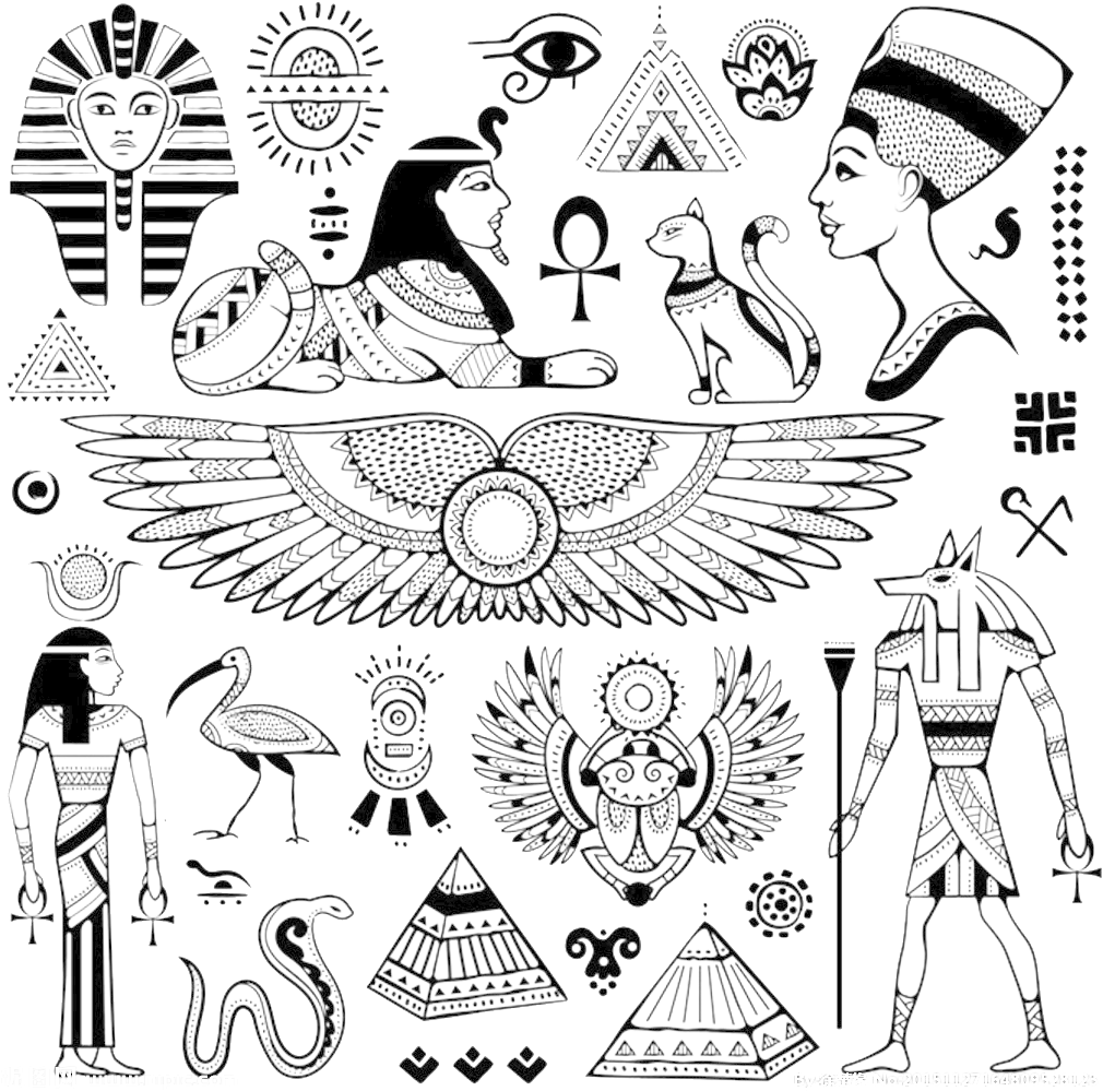 Pyramids Ancient Egypt Hieroglyphs - Egypt Symbols (1024x1024), Png Download