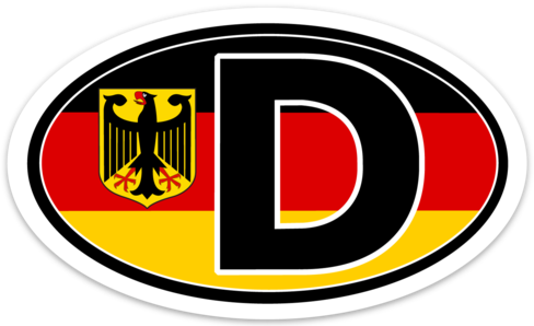 D For Deutschland Vinyl Decal Euro Oval Sticker (3" - D Germany (488x298), Png Download