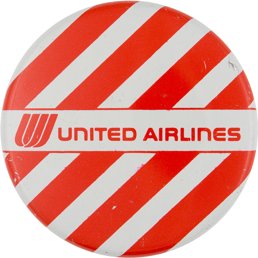 United Airlines - Vintage United Airlines Red White Striped Metal Button (1000x983), Png Download