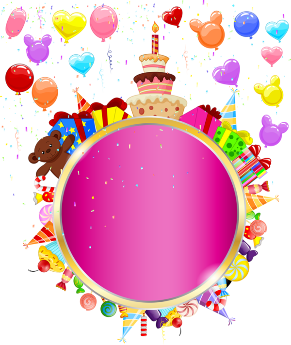 Happy Birthday Clipart Round - Happy Birthday Round Frame Png (600x711), Png Download
