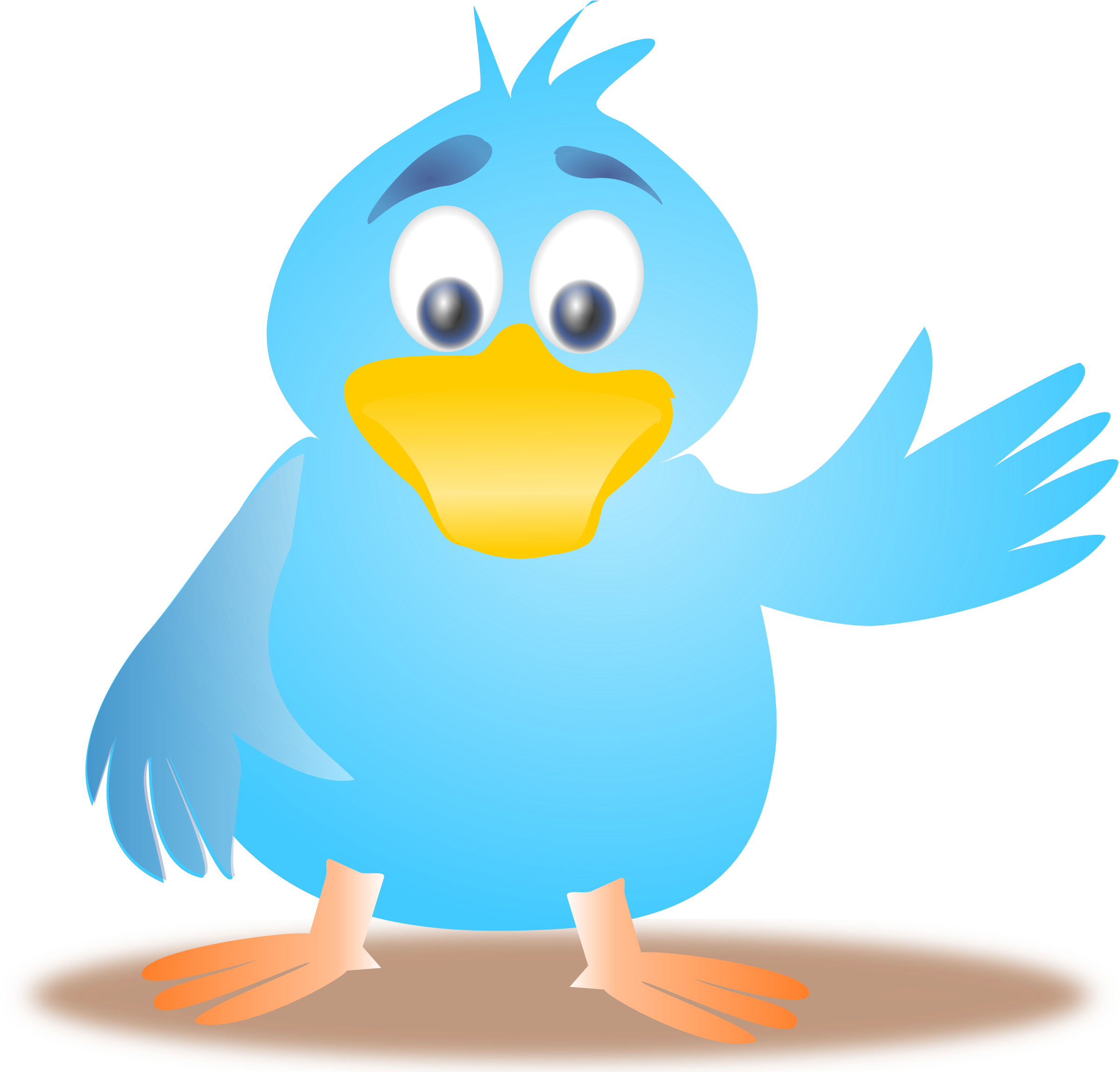 Twitter, Bird, Tweet, Waving, Happy, Blue - Animated Waving (640x619), Png Download