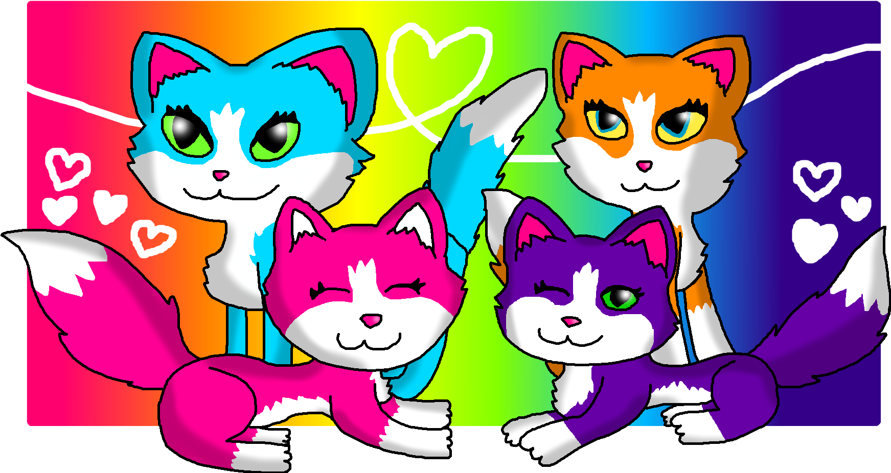 The Cats Of Lisa Frank - Cat (1889x1004), Png Download