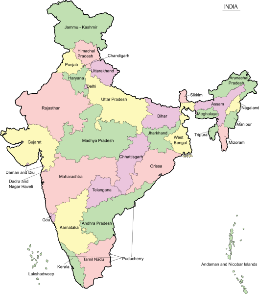India Map En - High Resolution India Map (529x599), Png Download