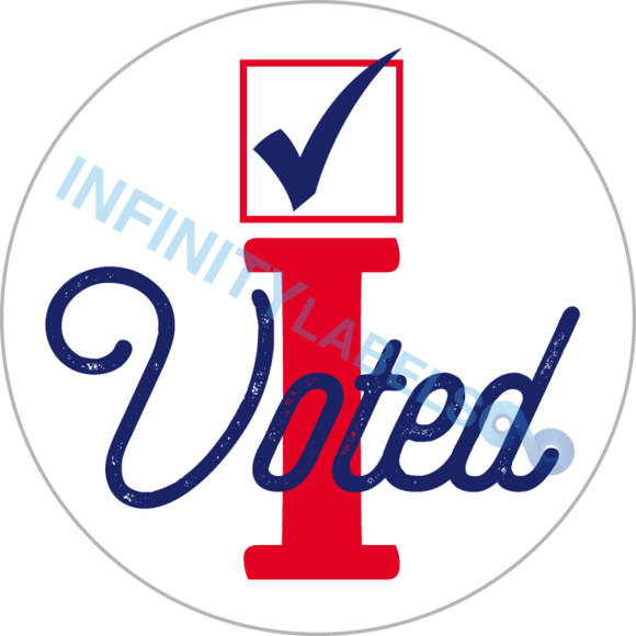 "i Voted" White Gloss 2 1/2" Circle Labels - Sticker (580x580), Png Download
